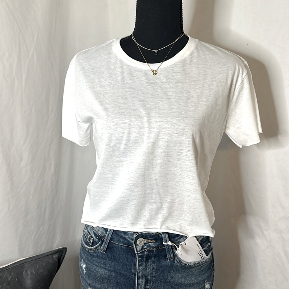 NWT Next Level Crop Tee - white